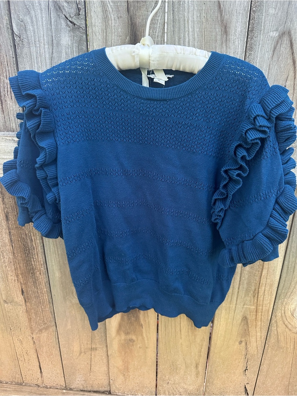 Calligraphie cotton blend ruffle shirt sleeve sweater